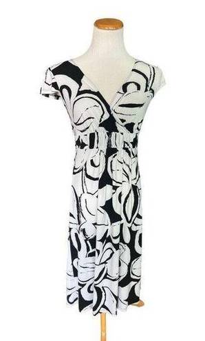 Merona Womens  Black & White Sleeveless Abstract Faux Wrap Dress - Sz M