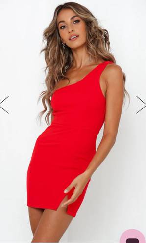 Hello Molly Red One Shoulder Dress
