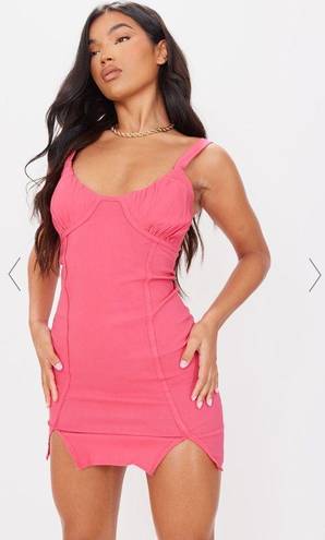 Pretty Little Thing  Pink Split Hem Ruched Mini Dress / M