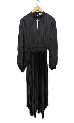 Petal and Pup  Eloise Dress Pleated Black Asymmetrical Long Sleeve Womens 10 Goth