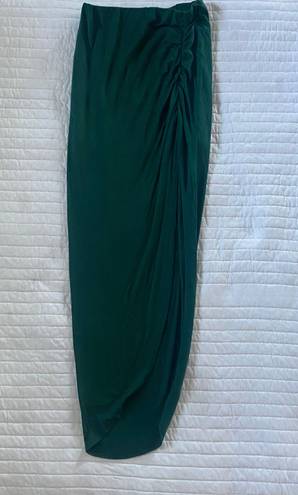 Casual Slit Wrap Elastic High Waist Maxi Draped Skirt Sexy Solid Bodycon Maxi Green Size M