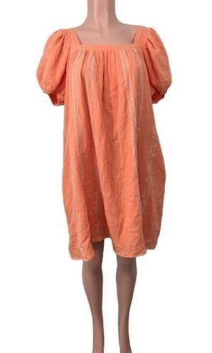 Davi & Dani NWT  Balloon Tie Elbow Sleeve Gauze Dress Lined Size SMALL Coral