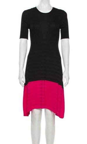 Opening Ceremony  Delta Linear Sweater Dress Large Black Ribbed Asymmetric Knit