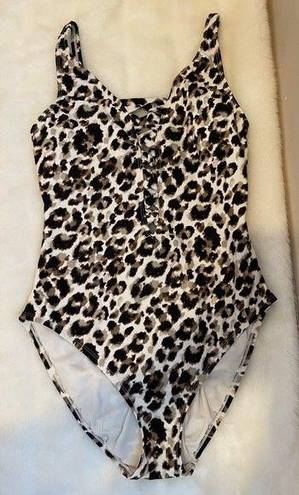 Bleu Rod Beattie  Swimsuit Womens 6 One Piece Leopard Print Coastal Beachy