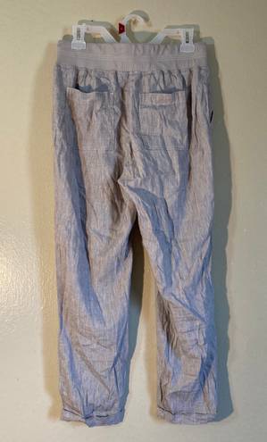 Lou & grey Linen Pull On Drawstring Golf Pants Women Size Small Light Gray & White