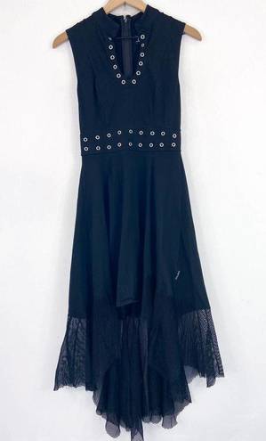 Tripp NYC  Y2K Black Grommet Punk Goth Fish Net Grunge Hem Dress Size S