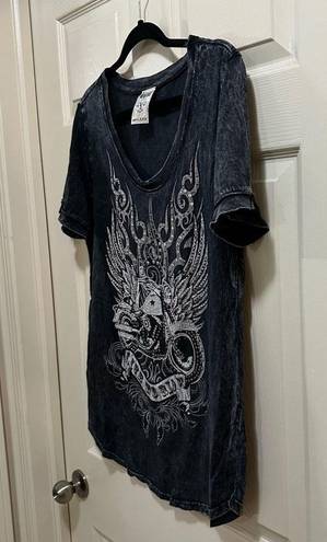 Vocal  scoop neck short sleeve motorcycle shirt gray size XL