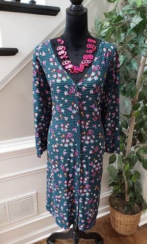 Krass&co Dreams & . Women's Green Floral Rayon V-Neck Long Sleeve Knee Length Dress 3X