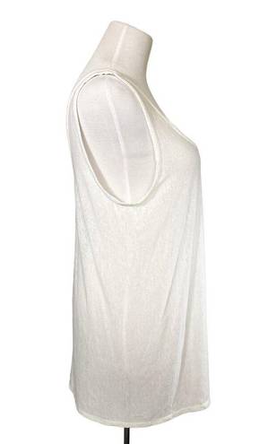 The Row  Soft Slouchy Relaxed Semi Sheer Low Scoop Tank Top Back Seam White M / L