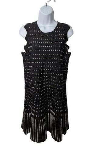 Ted Baker  London Black Metallic Gold RELIOA Jacquard Knit Drop Waist Dress 3