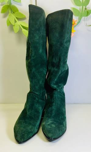 Mootsies Tootsies Vintage 80s  Green Suede Boots 8.5 Made In Yugoslavia