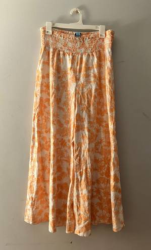 CeCe Orange And White Wide Leg Linen Pants