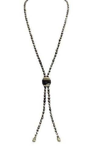 Onyx Vintage Black Hematite  And CZ Lariat Necklace