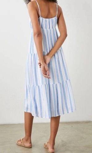 Rails  NWT Avril Gibson Stripe Midi Spaghetti Strap Linen Dress Blue/White Large