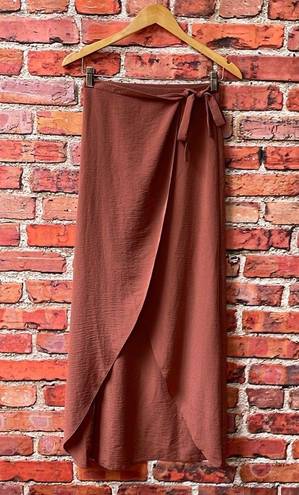 Topshop Bronze  High Low Wrap Flowing Maxi-Length Skirt