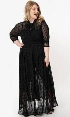 Unique Vintage Plus Size Black Swiss Dot Starlet Duster NWT | 2XL |