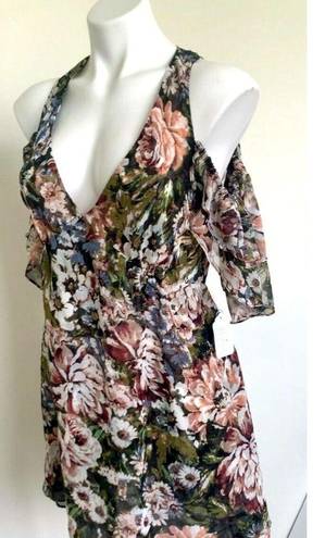 Planet Blue  Blu moon renaissance ruffle Floral mini dress XSmall off the back