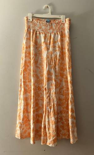 CeCe Orange And White Wide Leg Linen Pants