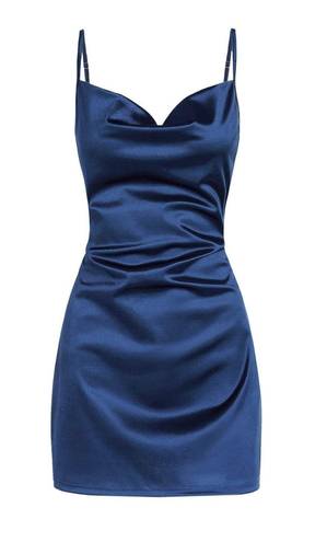 Zaful Satin Navy Dress