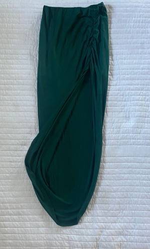 Casual Slit Wrap Elastic High Waist Maxi Draped Skirt Sexy Solid Bodycon Maxi Green Size M