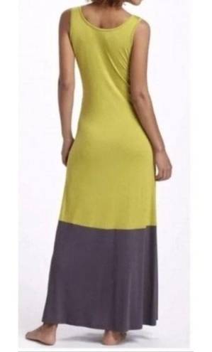 Bordeaux Womens Maxi Dress Size L Lime Gray Colorblock Sleeveless Soft Stretch