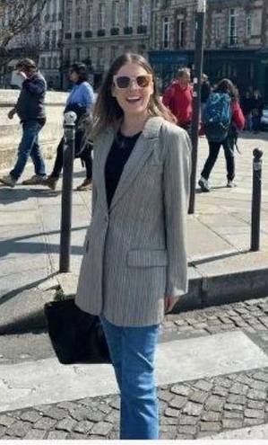 Krass&co  Striped Oversized Blazer in Gray Large Womens Jacket