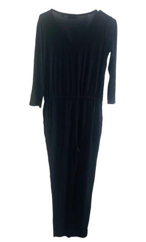 Krass&co NY &  S 3/4 Sleeve Zipper Front Pant Suit Jumper Black Viscose Stretchy