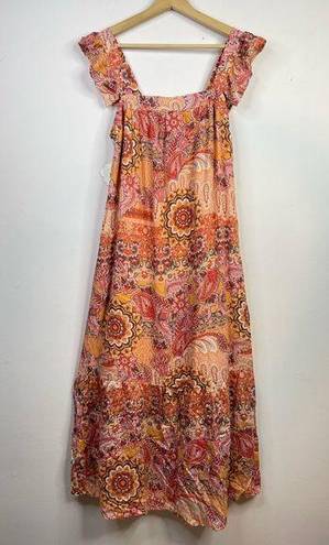 Knox Rose Flowy Paisley Boho Summer Long Midi Flutter Sleeve Dress womens M  new Orange Size M - $28 New With Tags - From Jenny