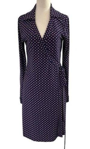 Tommy Hilfiger  Blue Long Sleeve Knee Length Wrap Around Dress Size 6 | 48-30