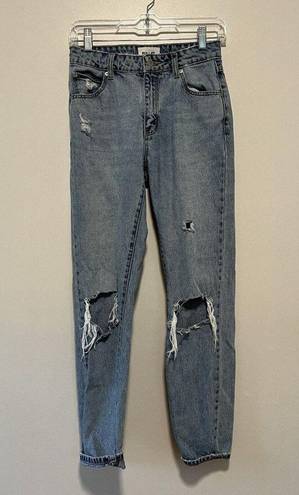 Rolla's  Miller Skinny Mid Rise Light Wash Ripped Knee Distressed Fitted Jeans