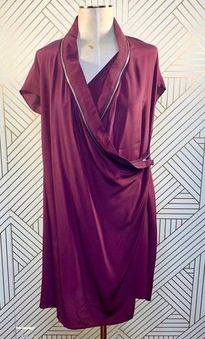 ALLSAINTS  Adria Silk Zipper Dress in Deep Burgundy