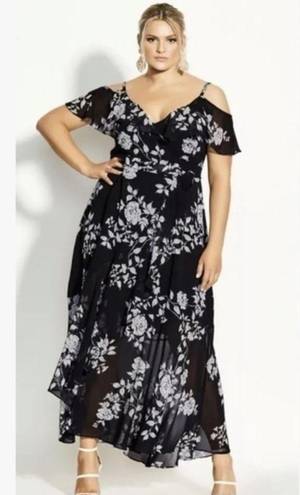 City Chic NEW  Maxi Wrap Dress Night Garden Floral Women’s Size 14