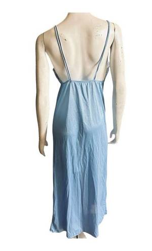 Frederick's of Hollywood 80’s Sky Blue Frederick’s of Hollywood Lace Lingerie Slip Maxi Dress  Sz Small