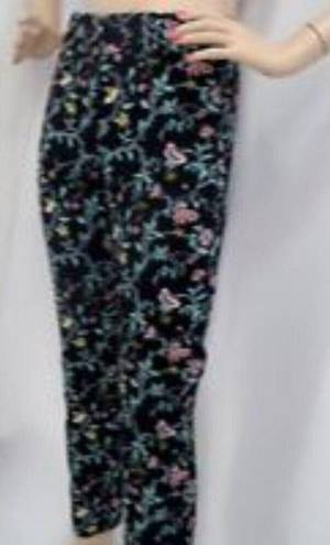 The Loft "" BLACK FLORAL MODERN SKINNY ANKLE CAREER CASUAL TROUSERS PANTS SIZE: 4 NWT