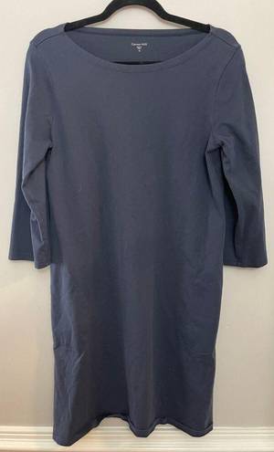 Garnet Hill  100% Organic Cotton Charcoal Gray 3/4th Sleeve Pocket Shift Dress 10