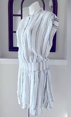 Rails  Smocked Waist Mini Dress Striped Linen Blend Size L New with Tag