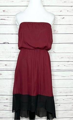 L8ter NWT Maroon & Black High Low Bohemian Dress Size Small