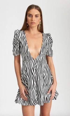 LIONESS Ask Anything Zebra Print Mini Dress NWT