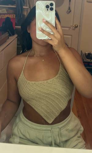 Princess Polly Vermont Beige Crochet Top