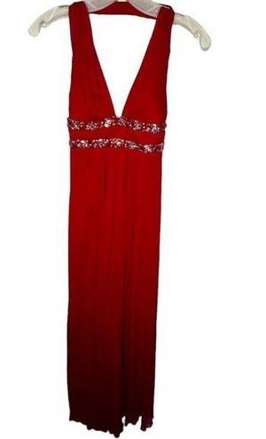 B Darlin  Red Halter Formal Maxi Dress