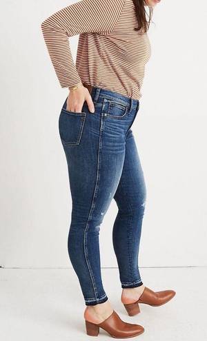 Madewell  9 INCH HIGH RISE SKINNY BLUE DENIM JEANS RIP REPAIR EDITION 34