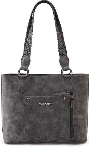 Wrangler Women's Top-handle Satchel Bags, Conceal Carry Crossbody Shoulder Bag Tote Purse Bags for Women With Zipper Pockets U-Shaped Braid And Unique Rivet Design