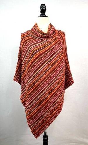 Big Buddha  Multi Color Striped Orange and Red Poncho