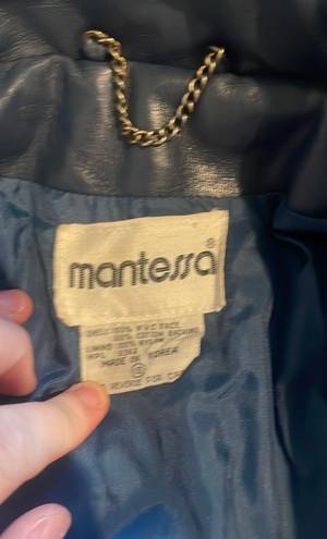 Mantessa Vintage Faux Leather Coat Blue