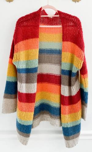 BKE Rainbow Stripe Chunky Cardigan