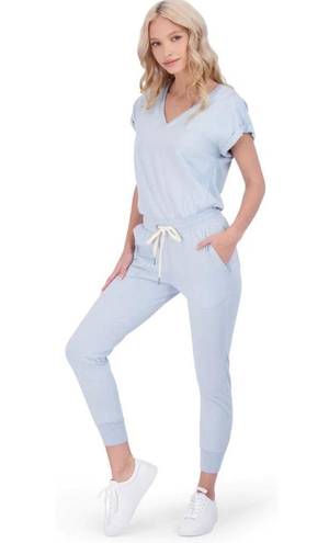 n:philanthropy NWT  Short Sleeve Cotton V-neck Jumpsuit Light Blue Medium