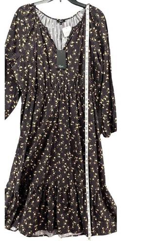 Rails  Dress Womens XL Black Sal Romantic Floral Midi Blouson Ruffled Flowy