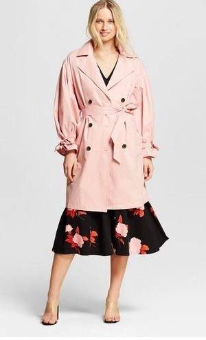 Who What Wear NWOT Light Pink Trench Coat Button Front Small New