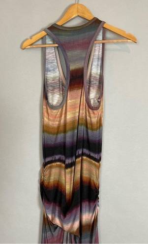 Young Fabulous and Broke  Maxi Dress Striped Tie-dye Racerback‎ Ruched Large Summer