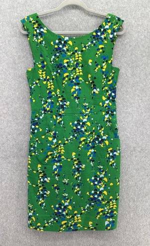 Tracy Reese Plenty  Sleeveless Sheath Dress Green Size 8 Confetti A Line Cotton